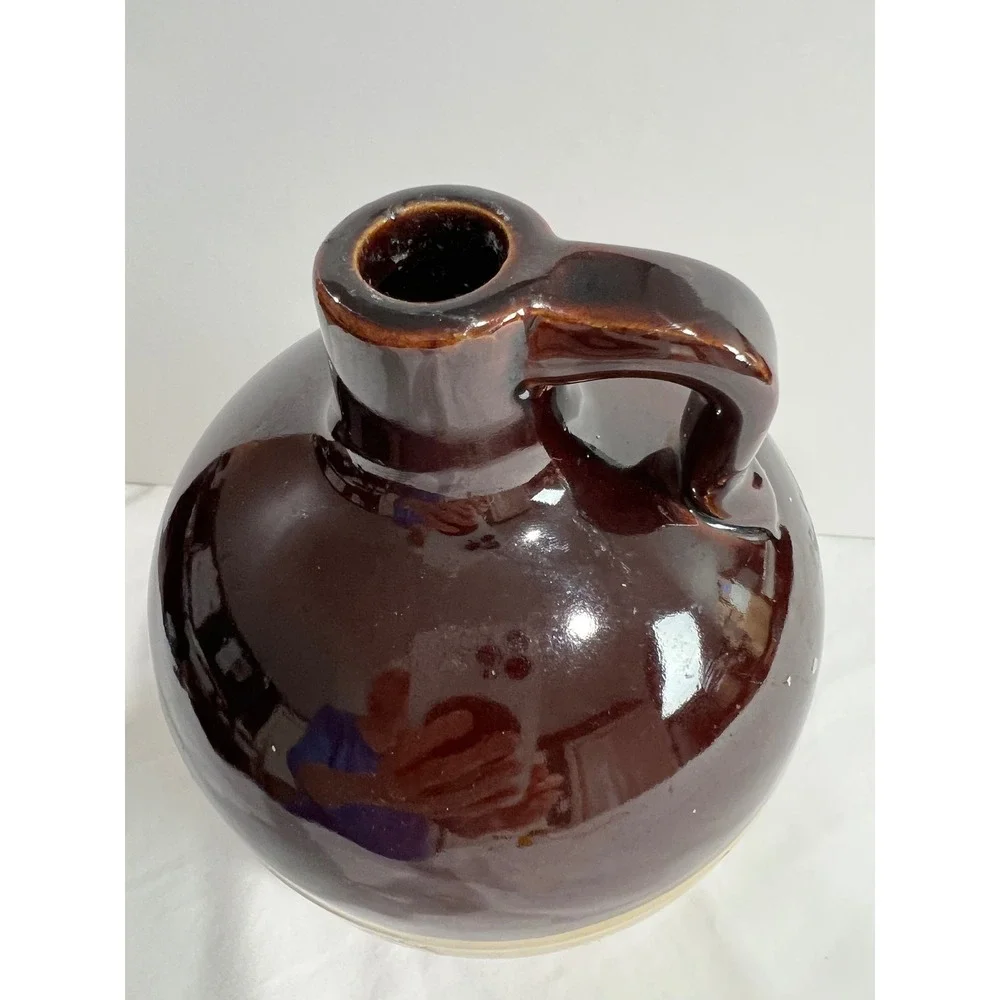 Vintage Rice University Owl Crest Stoneware Jug Decanter Brown Owl‎ Pottery C22